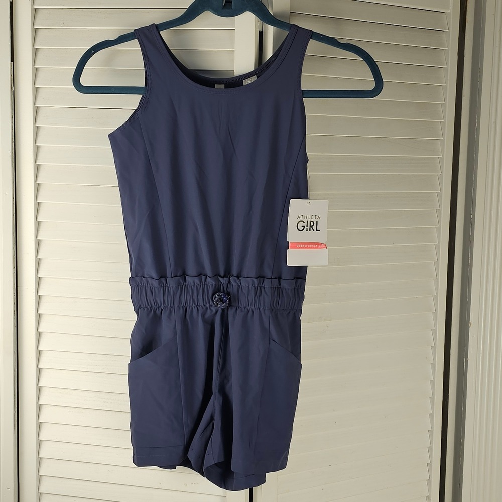 NWT Athleta Girl Girls Blue Explore More Short Romper Small‎ 7